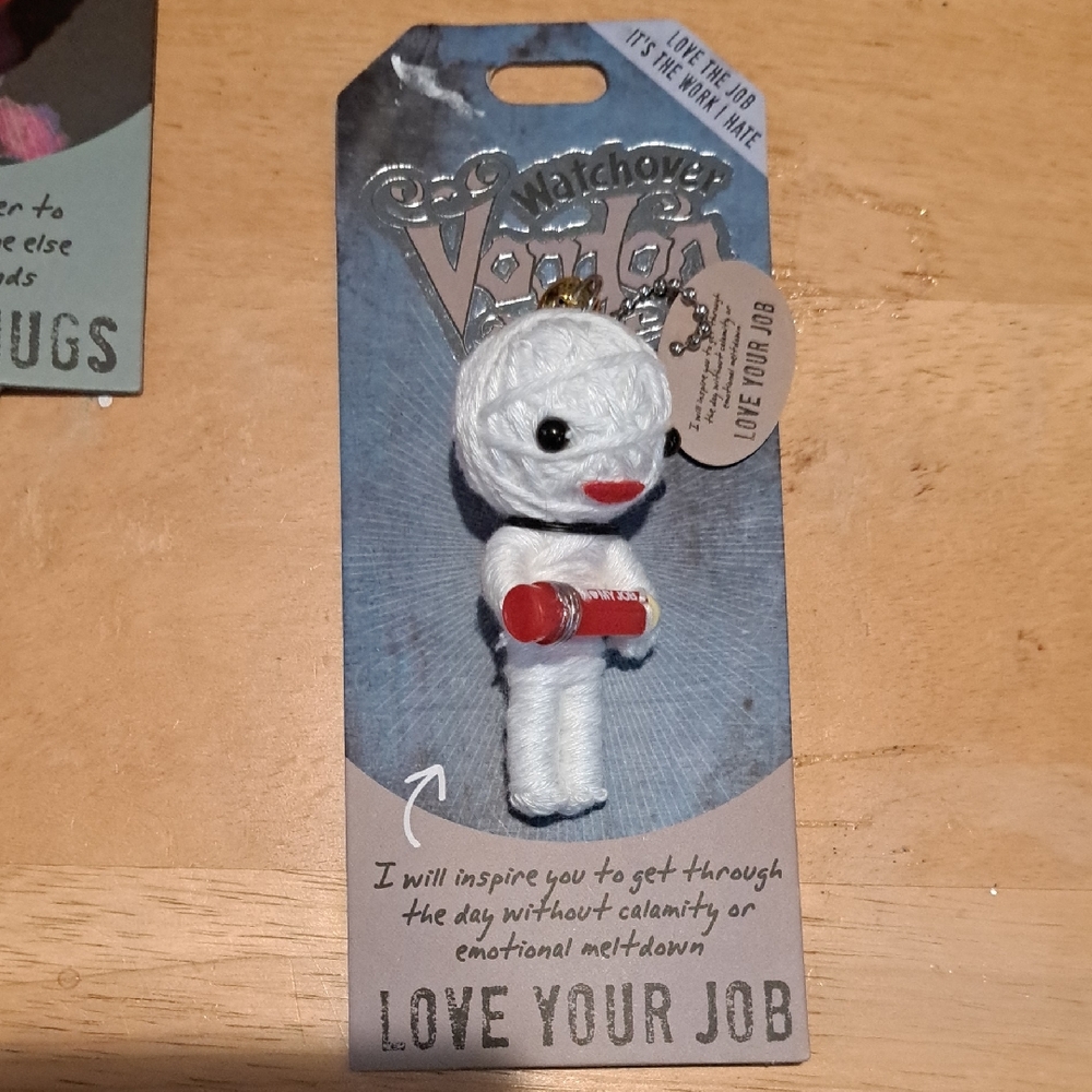 White Voodoo Doll Keychain
